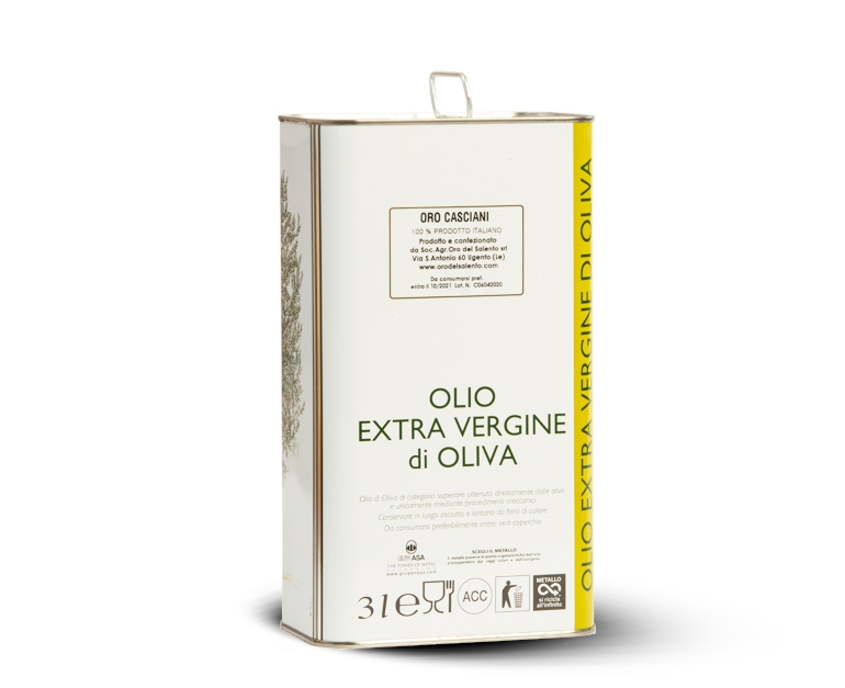 Extra virgin olive oil rich flavored in tin can Casciani 3 L