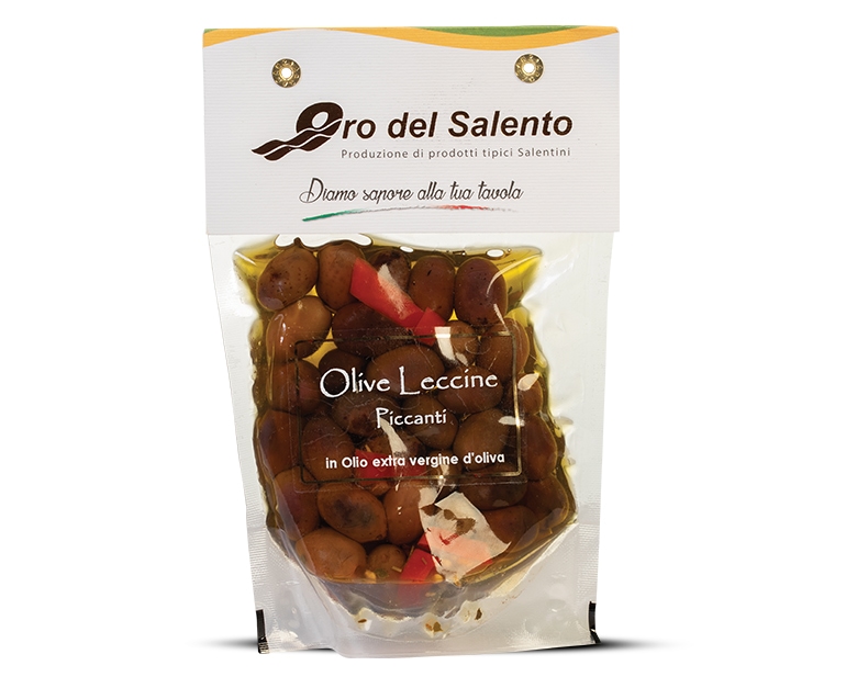 Spicy olives Leccine in vacuum bag