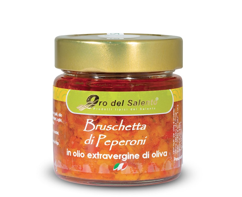 Gelbe und rote Paprika Bruschetta