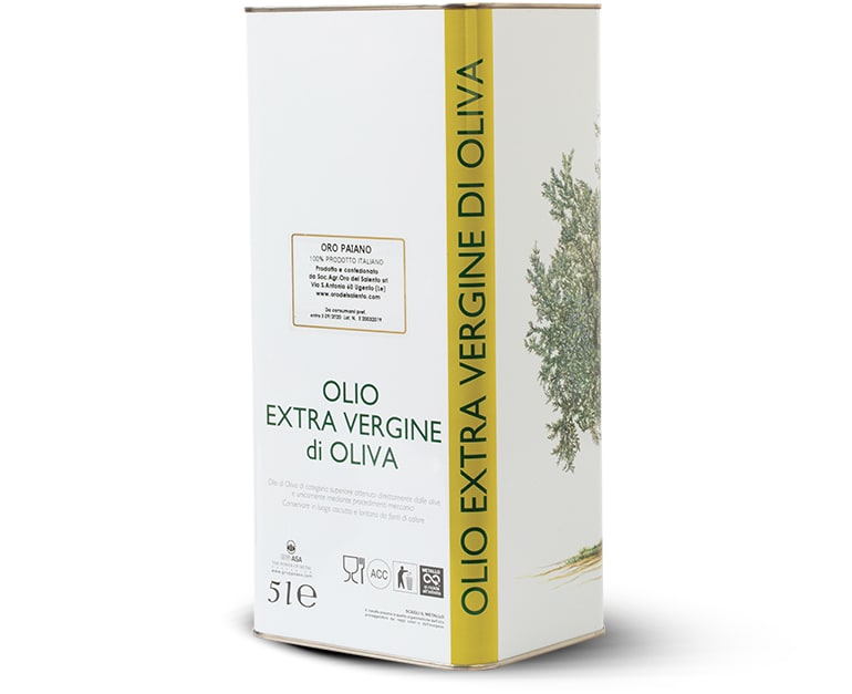 Blechdose aus 5 Liter von extra natives Olivenöl Paiano mit zartem Geschmack