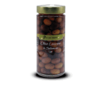 Leccino olives in brine in a glass jar