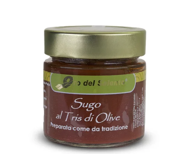 Sauce mit einer Mischung aus drei Oliven, authentischer italienischer Geschmack